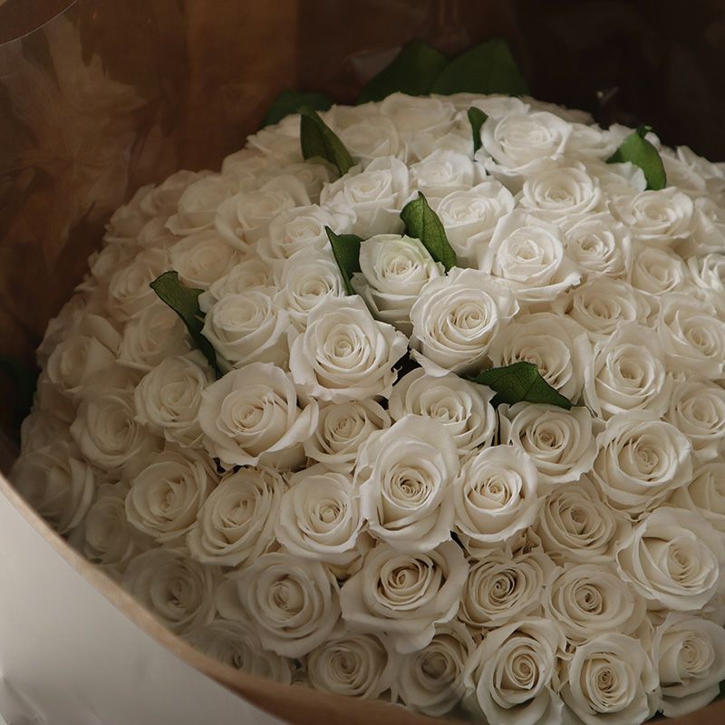 プロポーズ 薔薇 リゾットフラワー 特注 オリジナル 婚約 インテリアにも 108本のバラの花束で永遠を誓う プロポーズ ｜White | プリザーブド